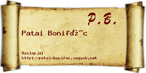 Patai Bonifác névjegykártya